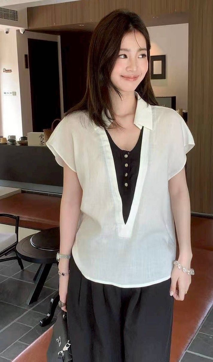 260615層次感假兩件背心襯衫