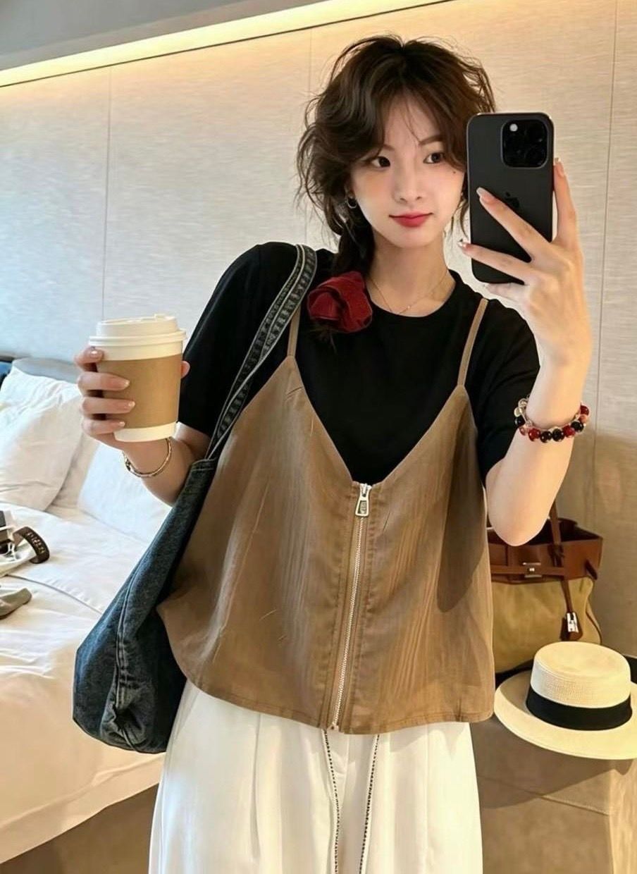 260620假兩件細肩背心上衣