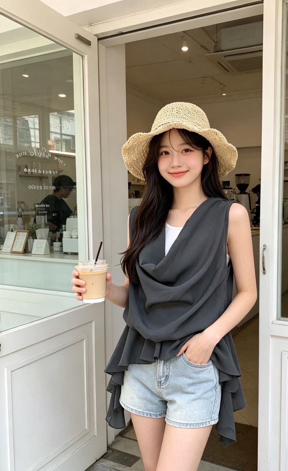 260623飄逸感拼接設計上衣