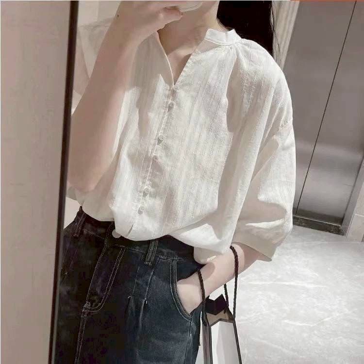 260703法式竹節肌理感顯瘦百搭上衣