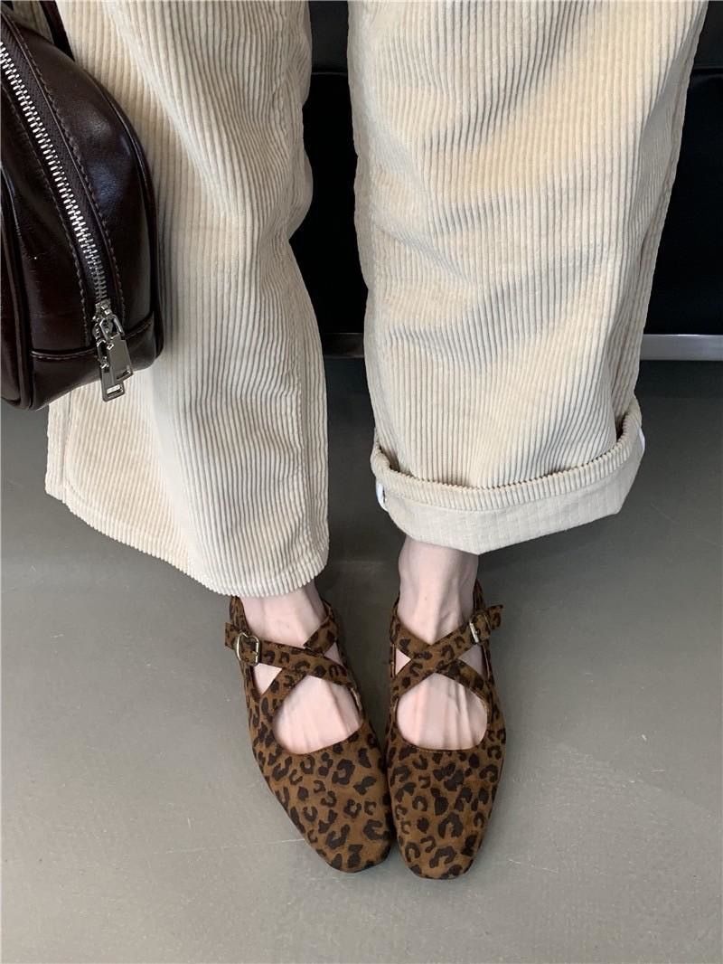 正韓時尚交叉帶絨面軟Q瑪麗珍鞋