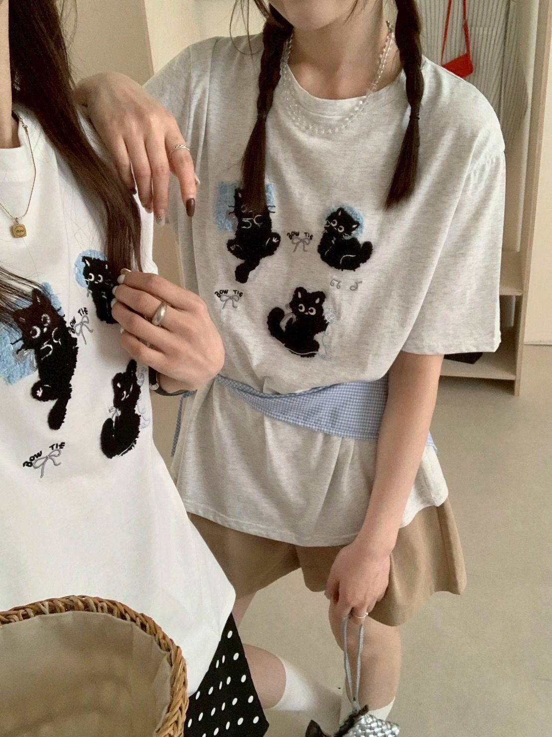 立體黑貓刺繡ㄒ恤