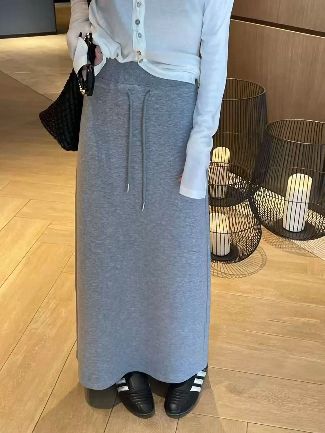 韓系抽繩百搭長裙