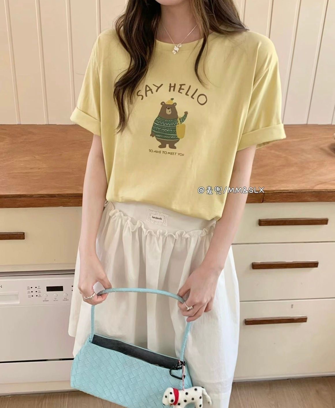 Say Hello小熊爽滑棉面料ㄒ恤