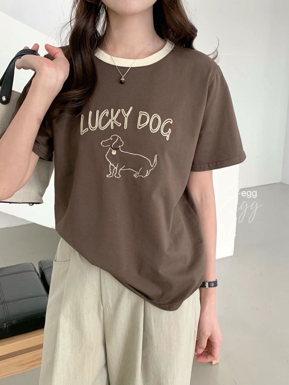 Lucky Dog小狗刺繡ㄒ恤