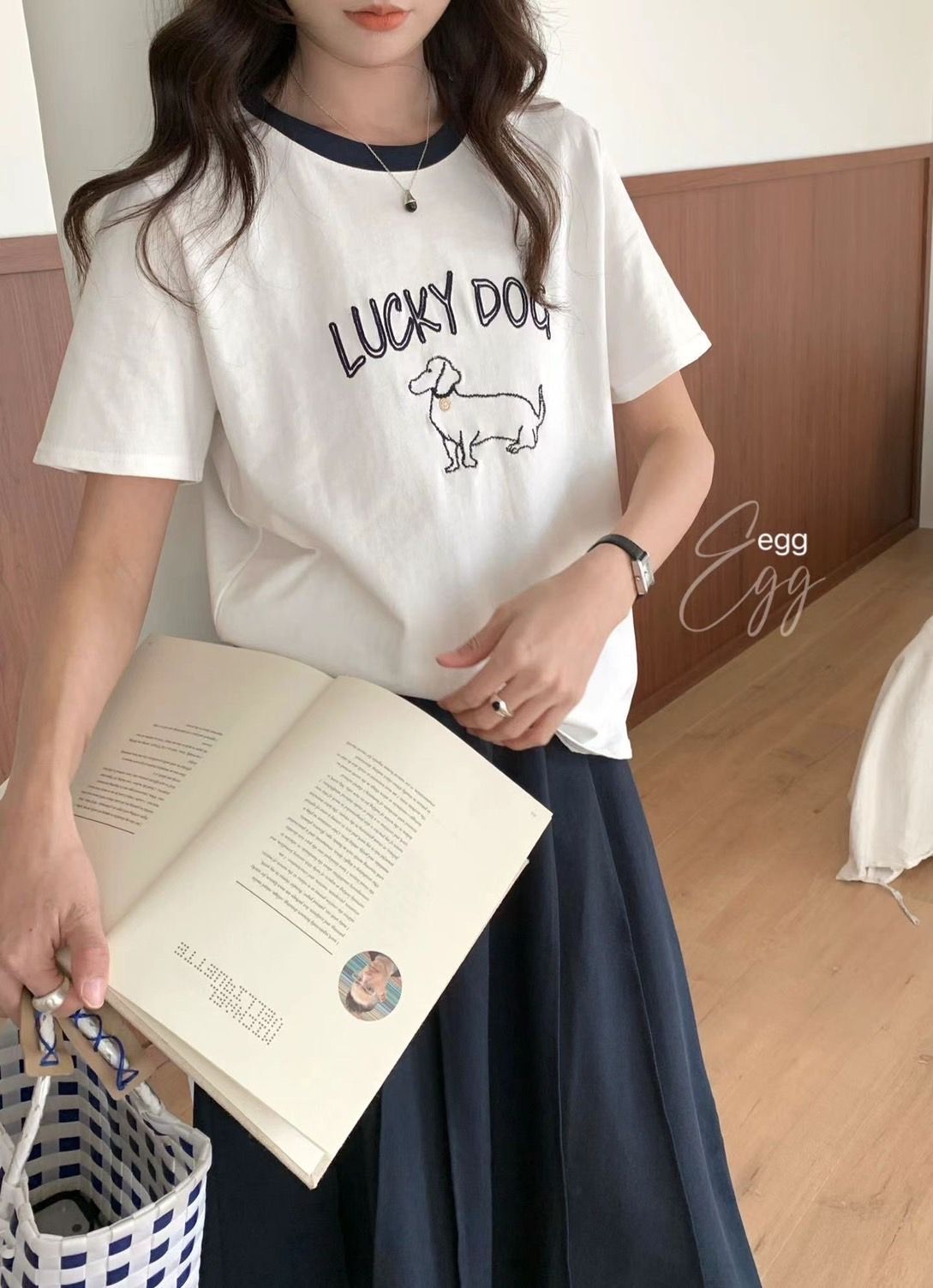 Lucky Dog小狗刺繡ㄒ恤