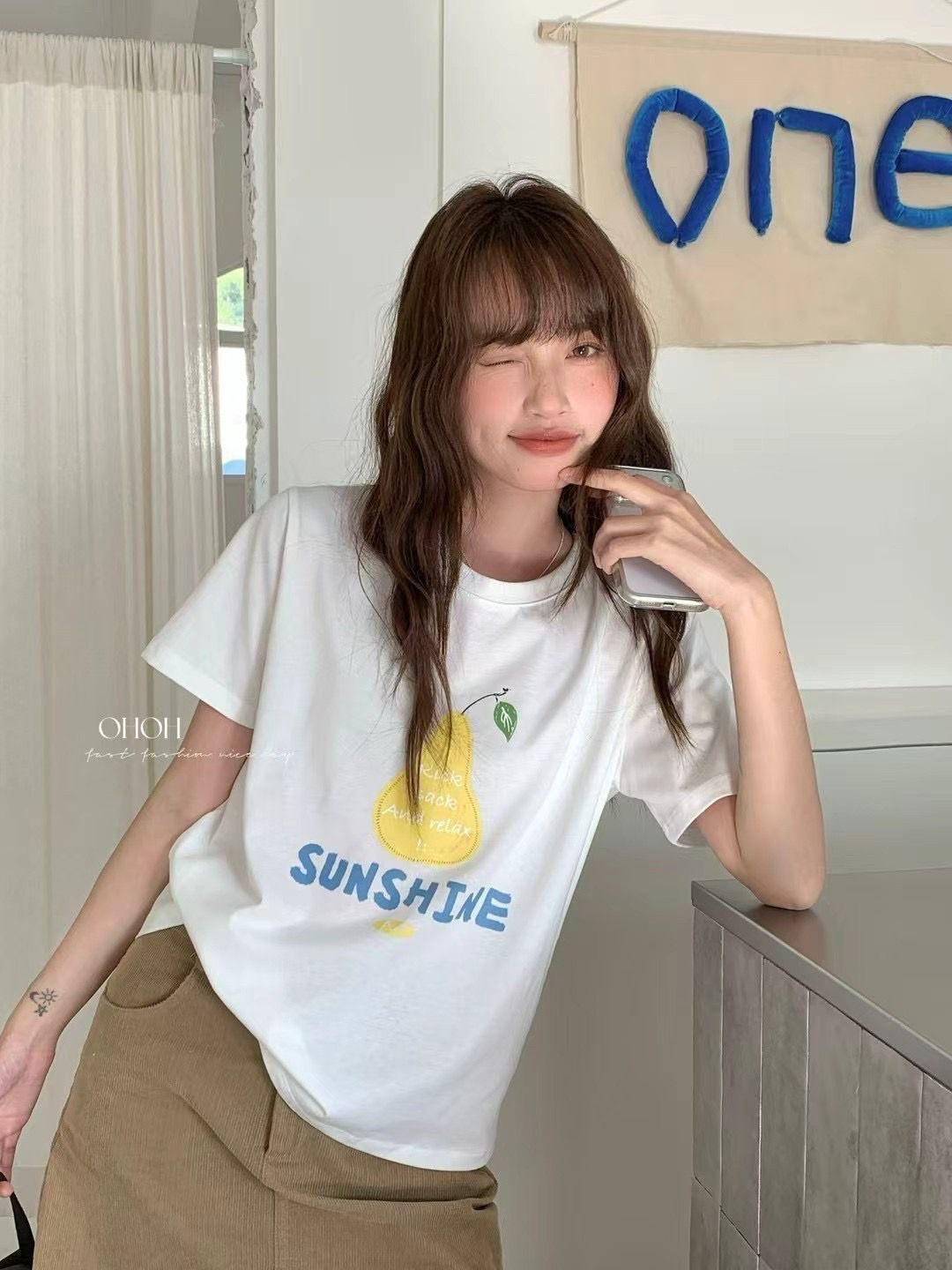 趣味酷梨印花ㄒ恤