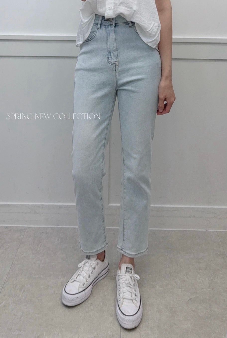 260313韓國同款高腰顯瘦直筒九分牛仔褲