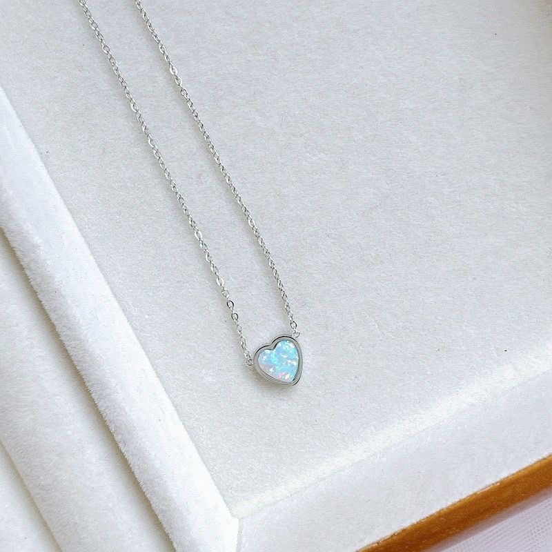 260313極簡百搭歐泊石立體圓豆豆愛心項鍊