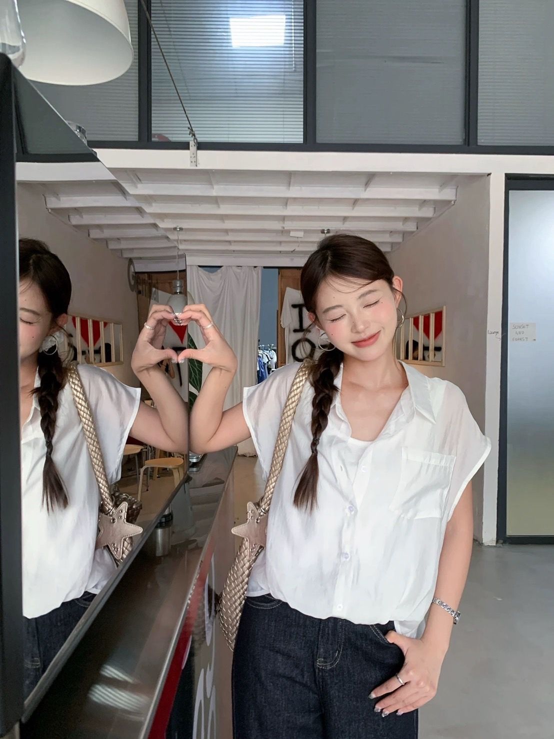 260314小清新雙層假兩件襯衫上衣