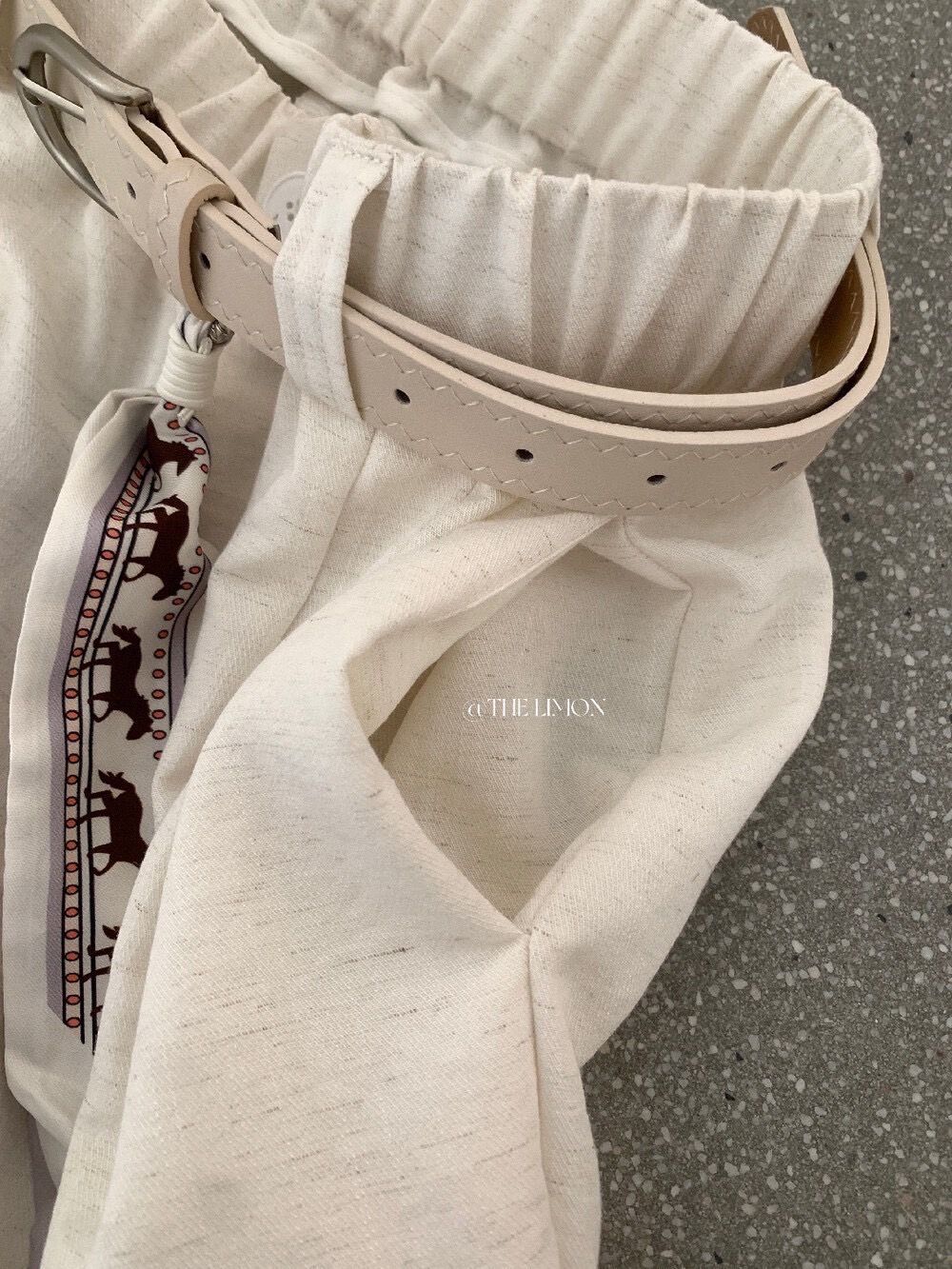 260315正版檸檬家氣質通勤百搭顯瘦闊腿休閒褲（配絲巾+皮帶）