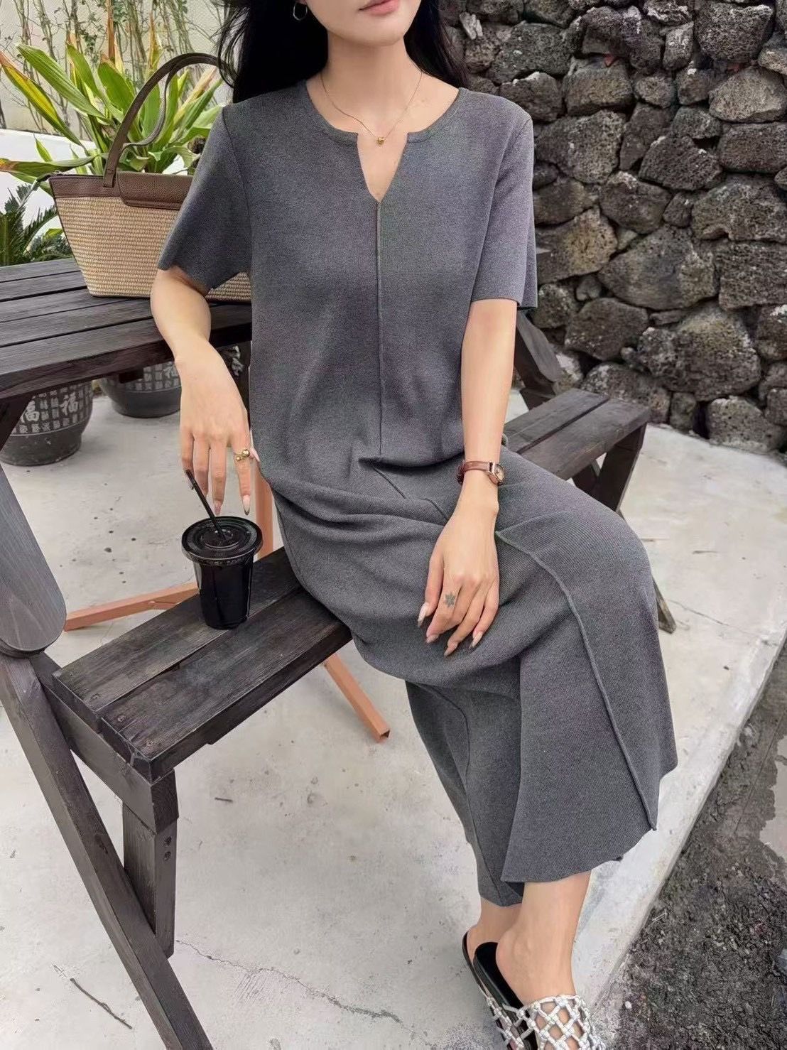 260315韓版簡約連身針織洋裝