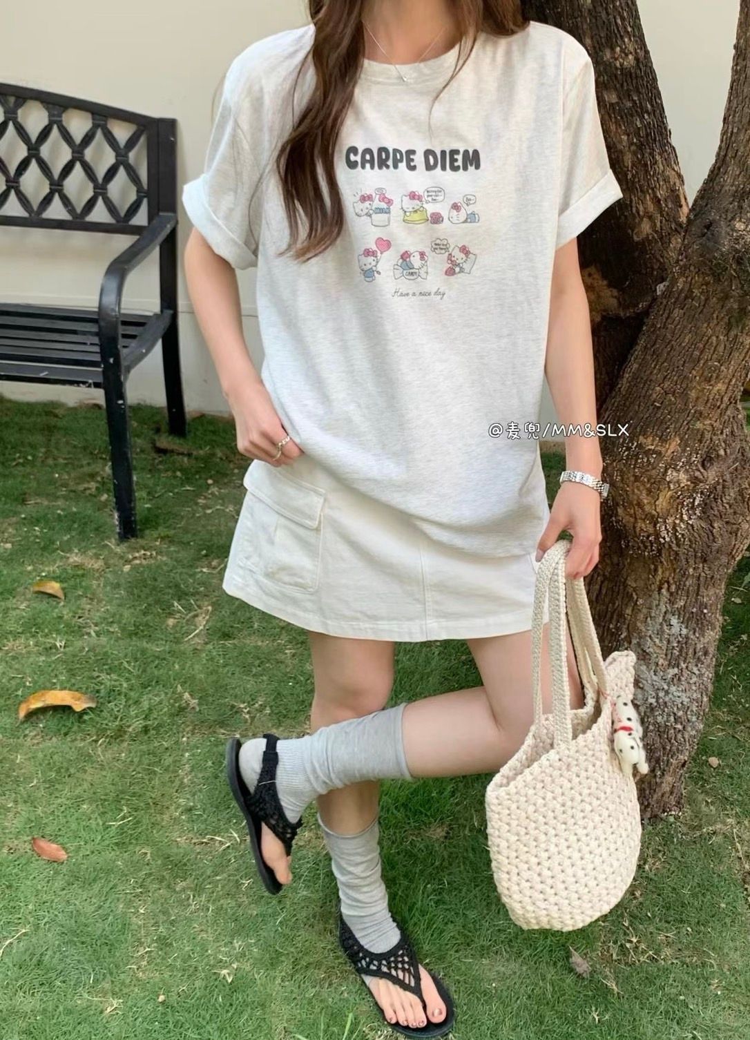 260317超萌Kitty圖案字母設計六宮格印花爽滑棉料ㄒ恤