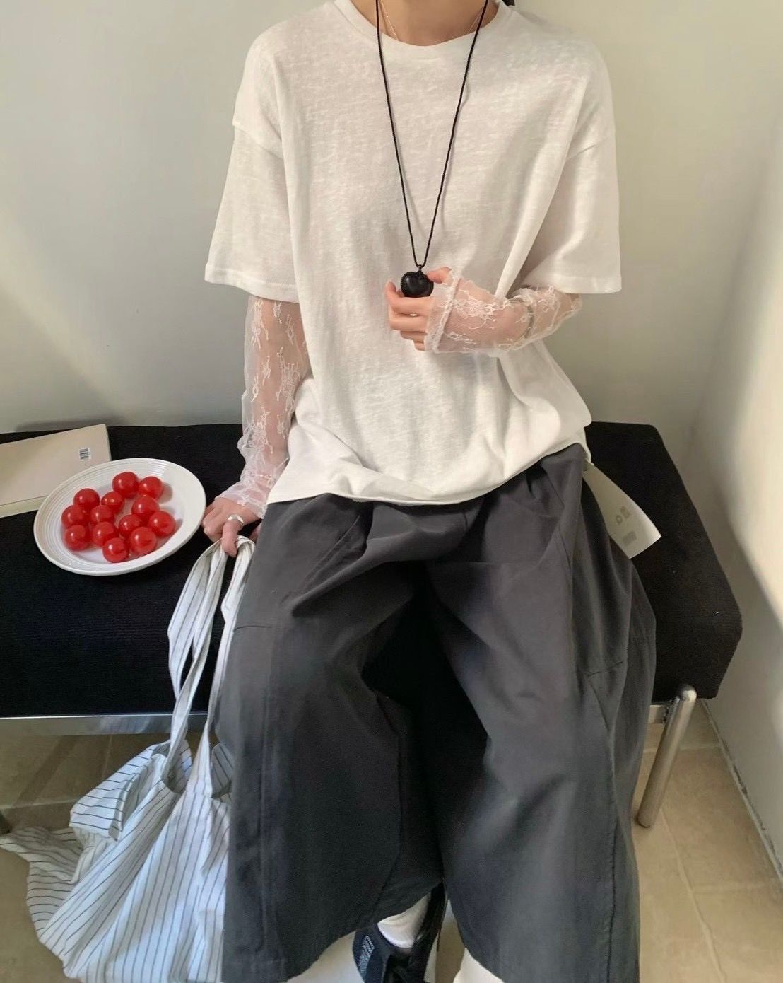 260321雪花棉拼袖假兩件上衣