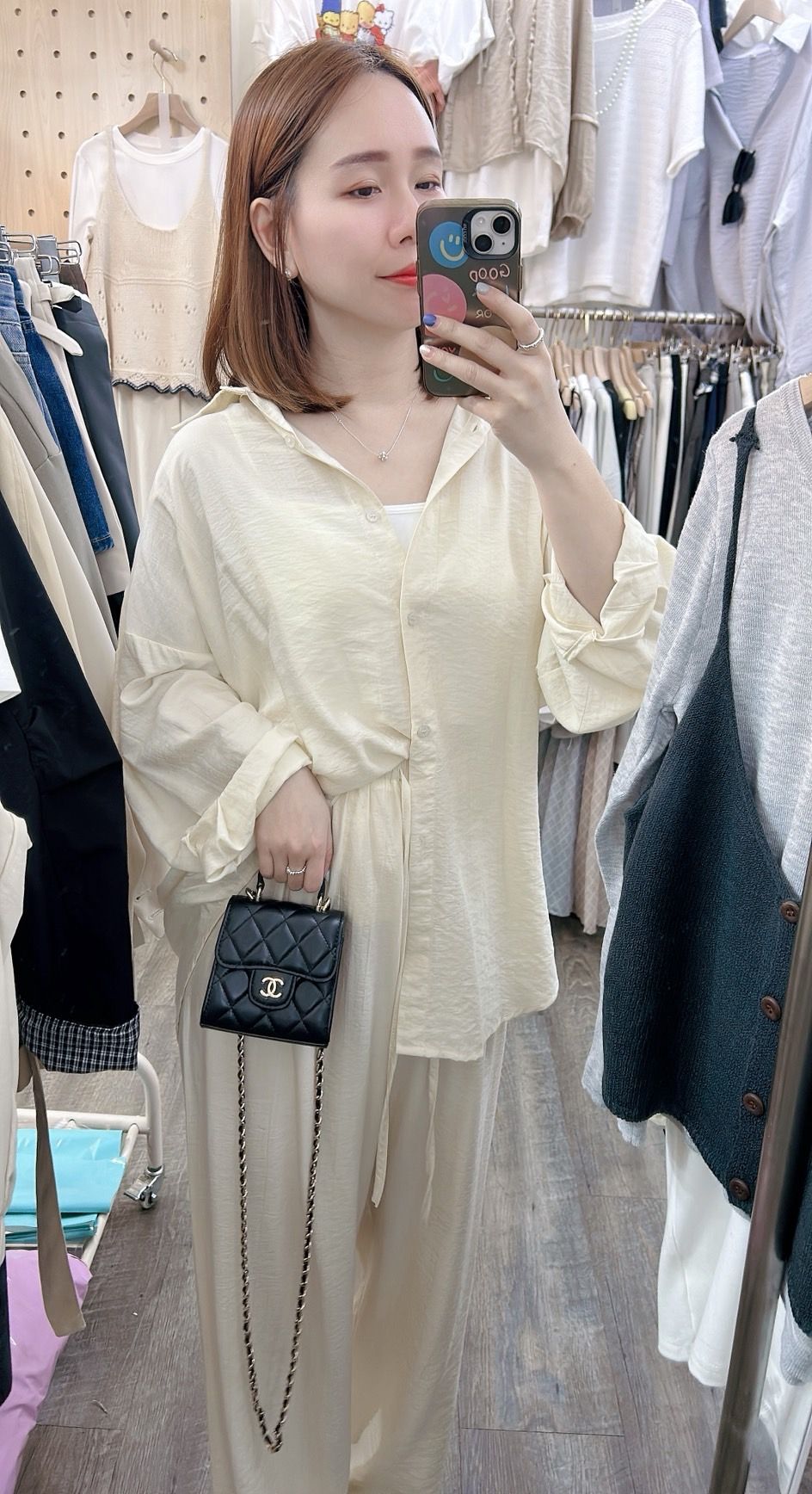 260321里肌紋雪紡襯衫加落地寬褲