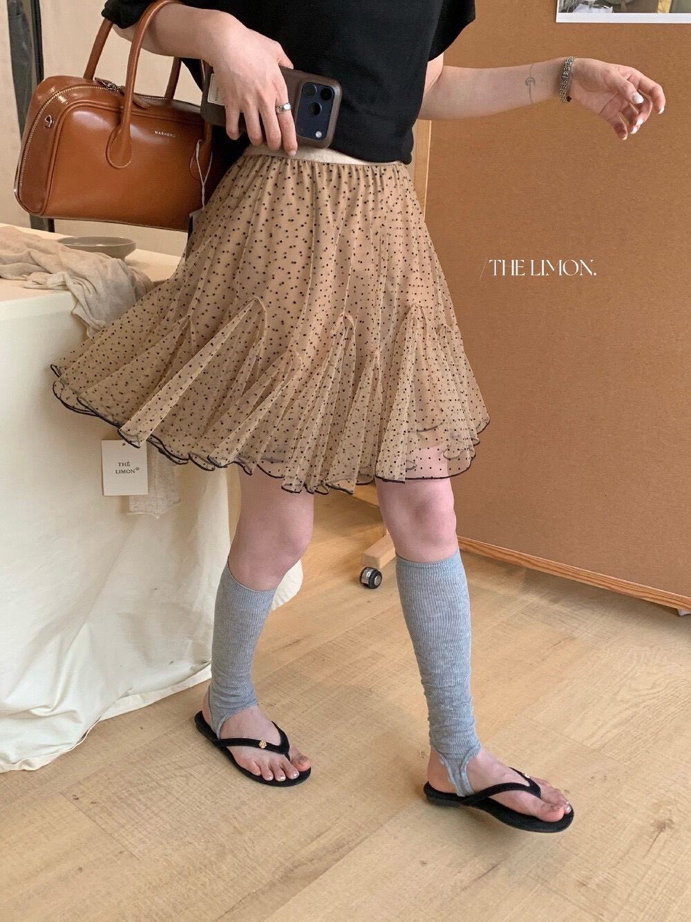 260325正版檸檬綠茶家芭蕾藝術人生甜美花邊波點網紗a字裙