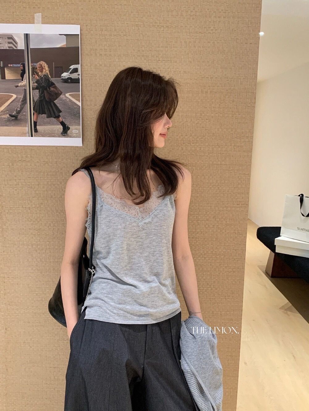 260327正版檸檬綠茶家韓雜畫報蕾絲花邊吊帶針織背心