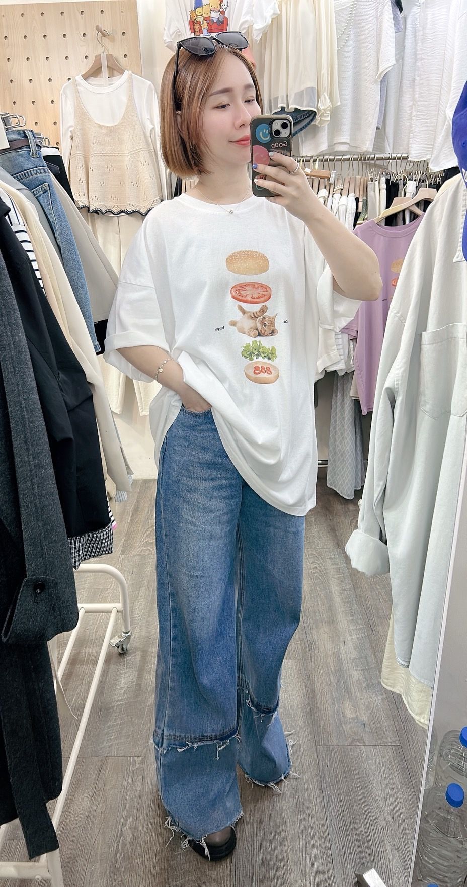 260327爆款貓咪漢堡寬版ㄒ恤