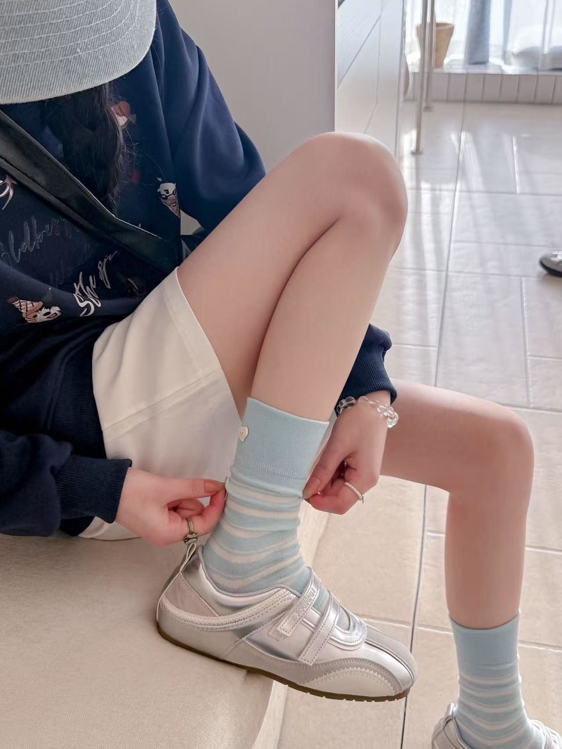 260329條紋愛心鈕扣堆堆中筒襪