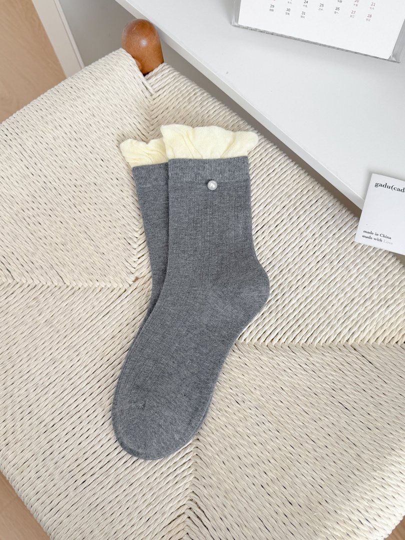 260329薄款泡泡襪頭珍珠中筒襪