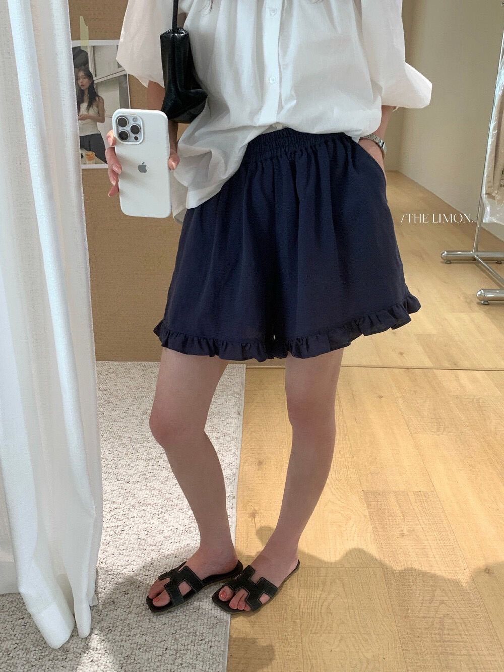 260330正版檸檬綠茶家 入夏神褲舒適簡約天絲亞麻花邊短褲