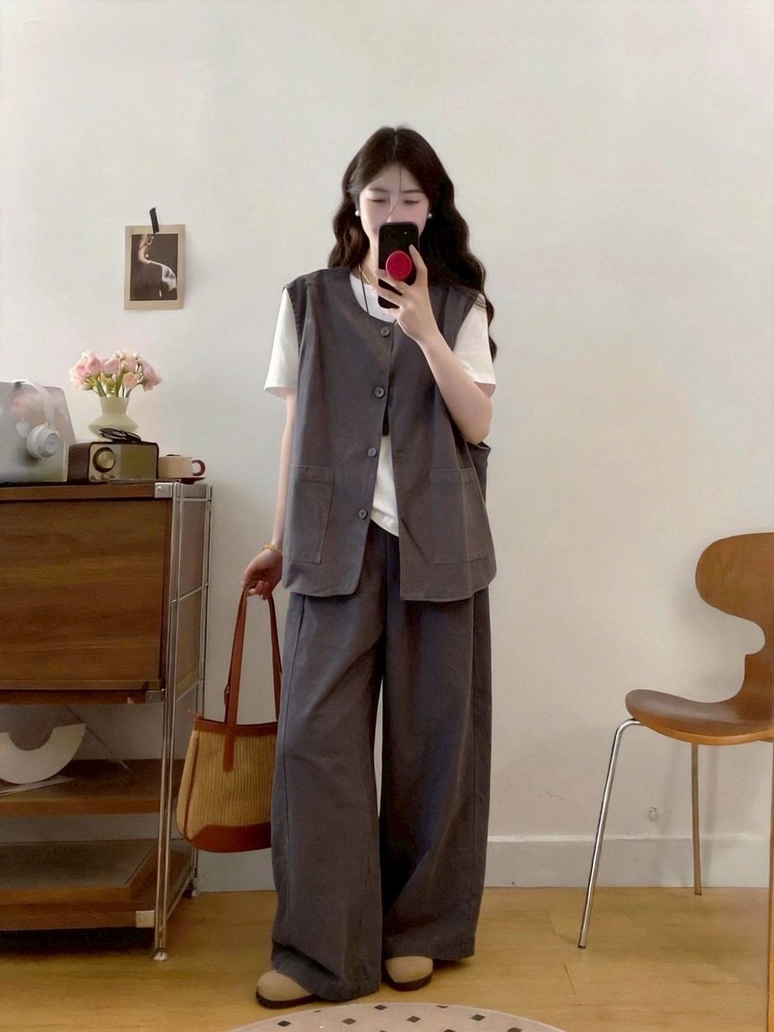 260402上身微寬鬆下身寬褲版型質感套裝