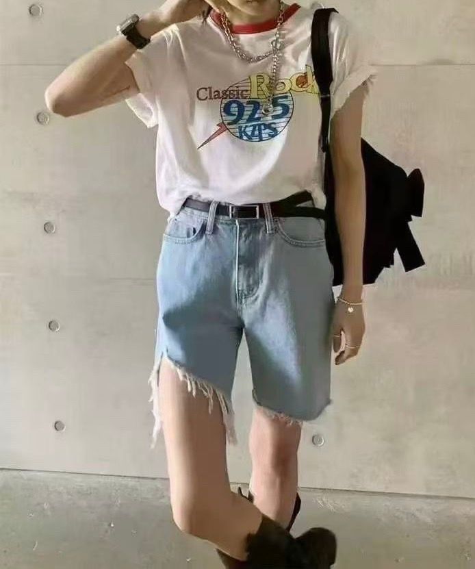 260404 FSY高腰不規則五分牛仔褲