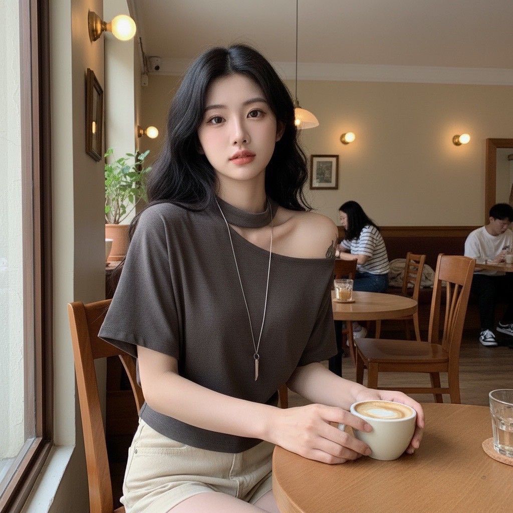260419簡約掛脖系帶顯瘦上衣