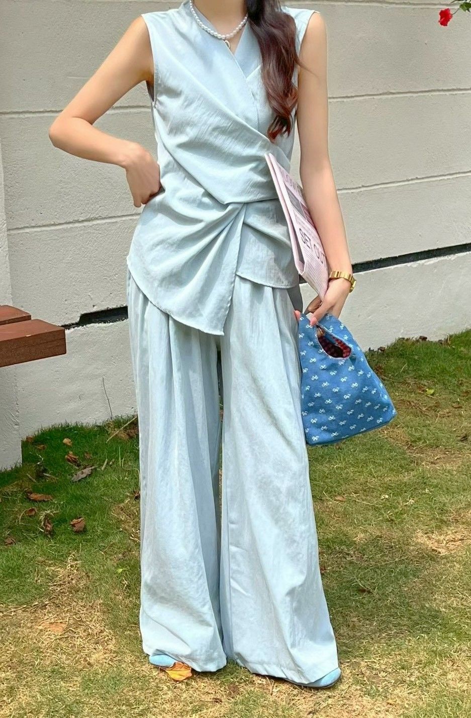 260422綁帶造型棉麻套裝