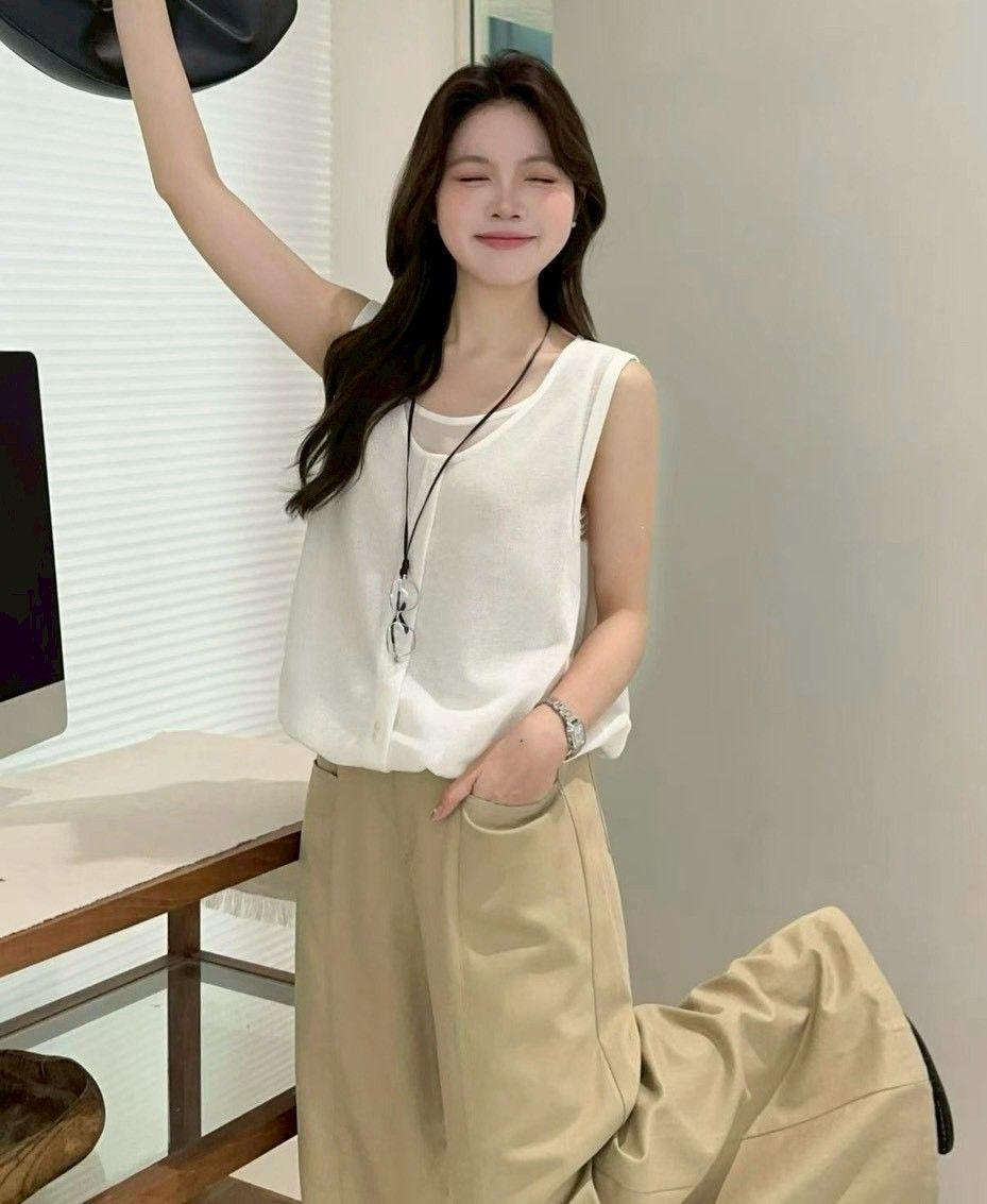 260506韓系疊穿假兩件花苞背心
