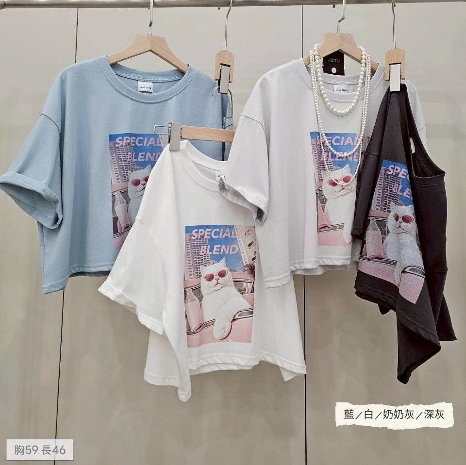 260506貓咪墨鏡短版ㄒ恤