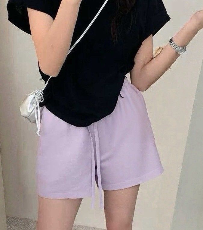 260509極簡日常高腰鬆緊抽繩顯瘦闊腿短褲