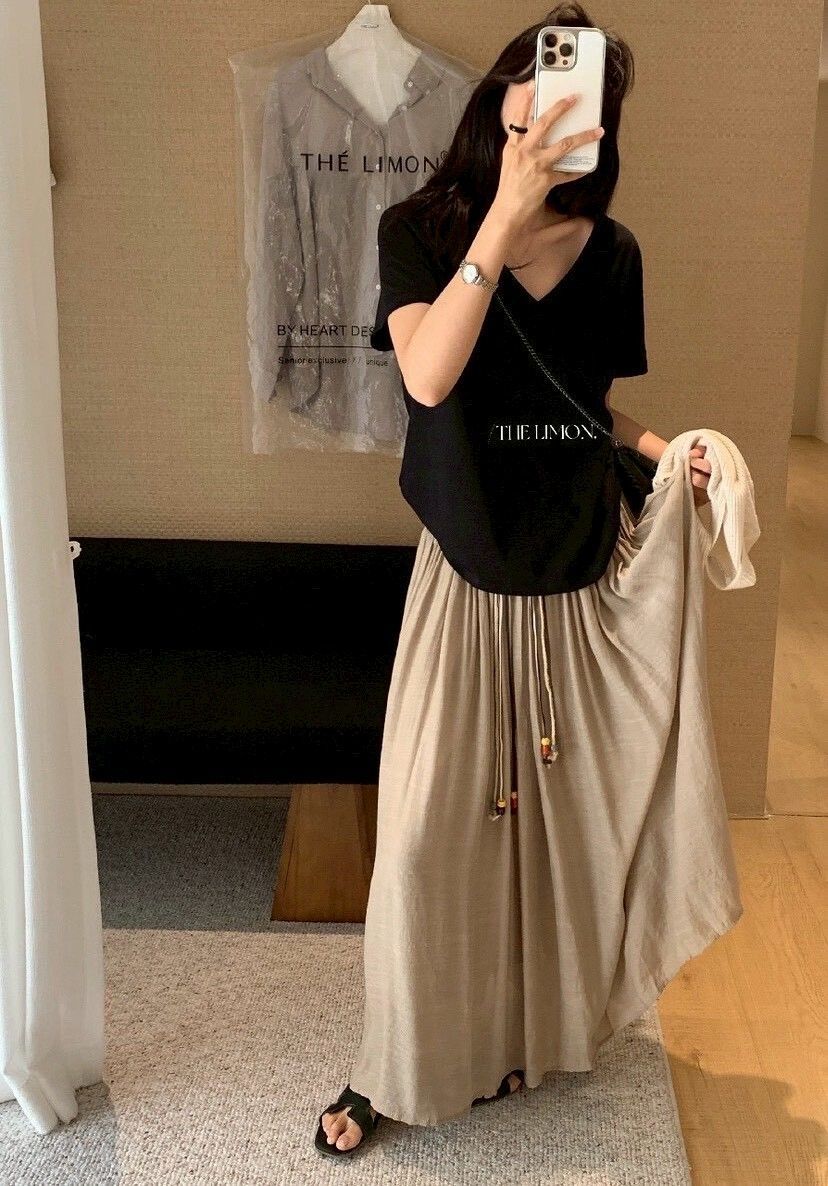 260514正版檸檬綠茶家慵懶寬鬆V領後背交叉設計感蕾絲ㄒ恤