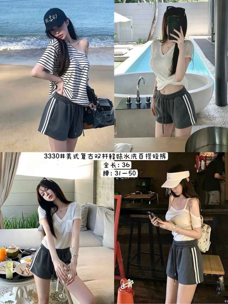 260514美式復古側邊條水洗百搭短褲