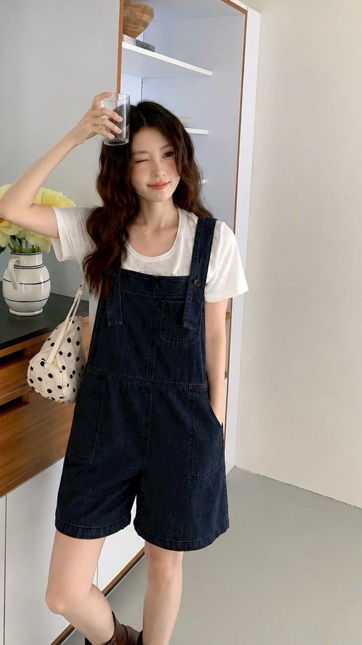 260515減齡寬鬆工裝風牛仔吊帶褲