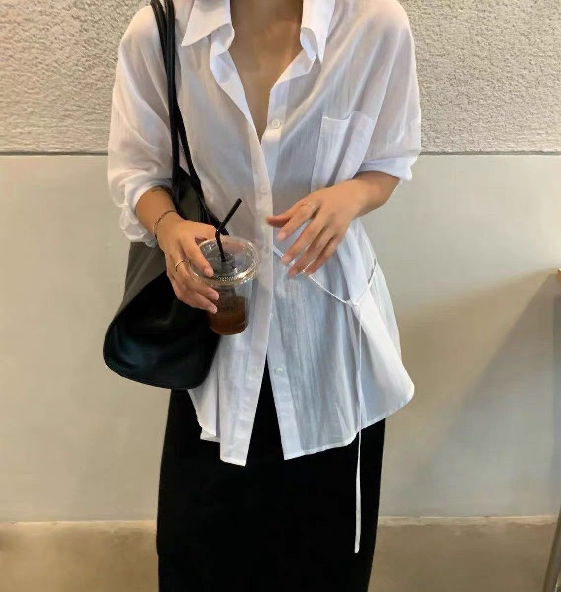 260531韓國百搭休閒設計綁帶防曬襯衫