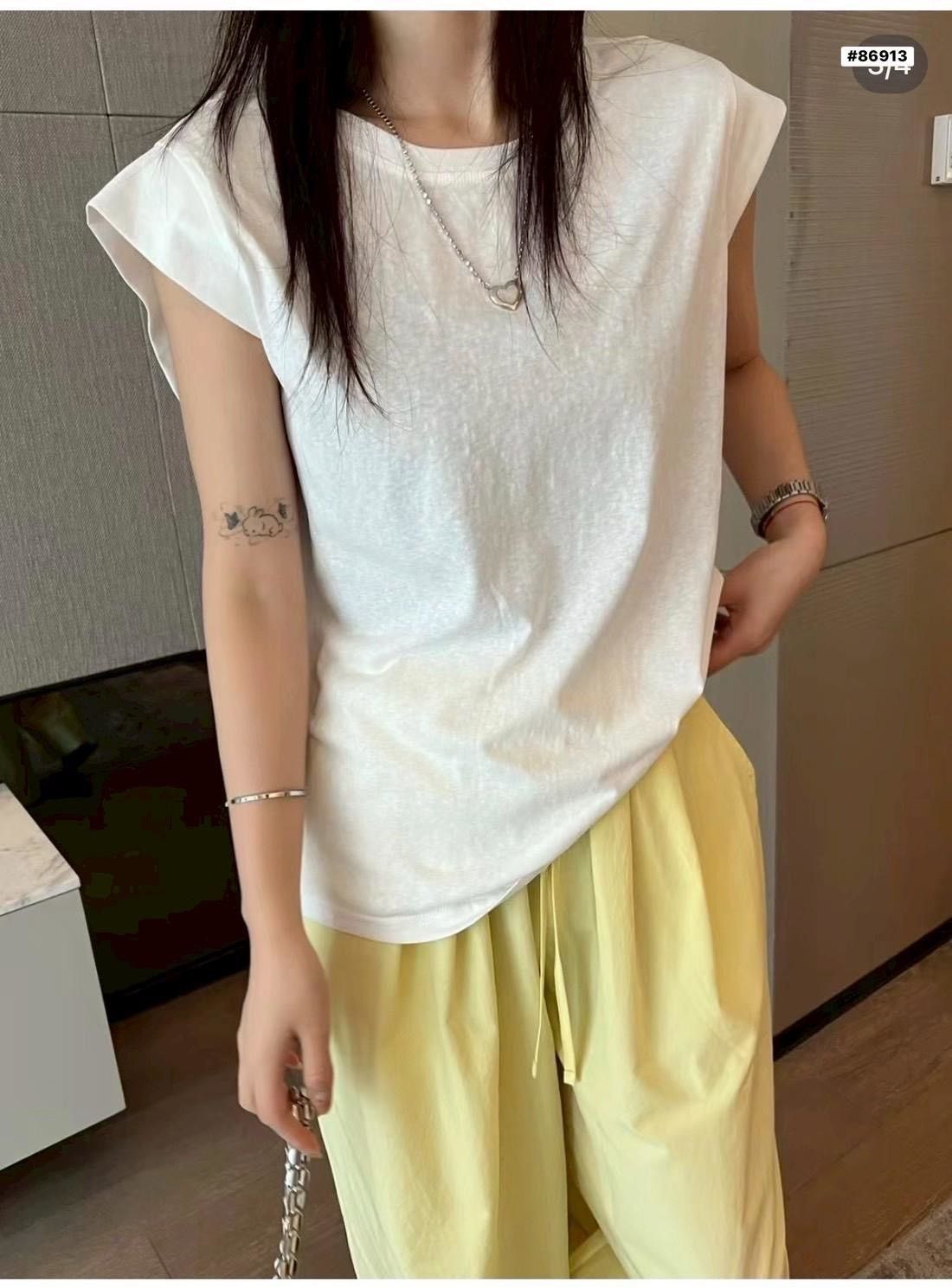 260601珍珠領口扭結抓皺無袖上衣氣質百搭款