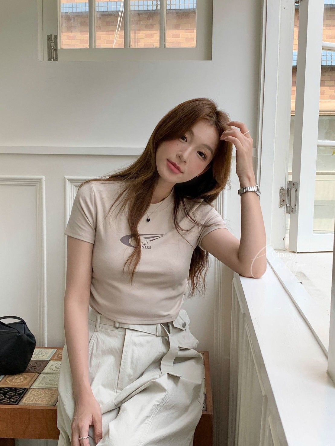 260604美式簡約SIXI抓皺短ㄒ恤