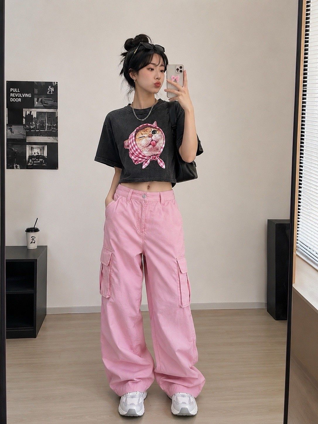 260608吐舌圍巾貓咪水洗短ㄒ恤