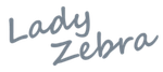 在純白色背景上，用灰色手寫草書字體寫著「Lady Zebra」字樣。