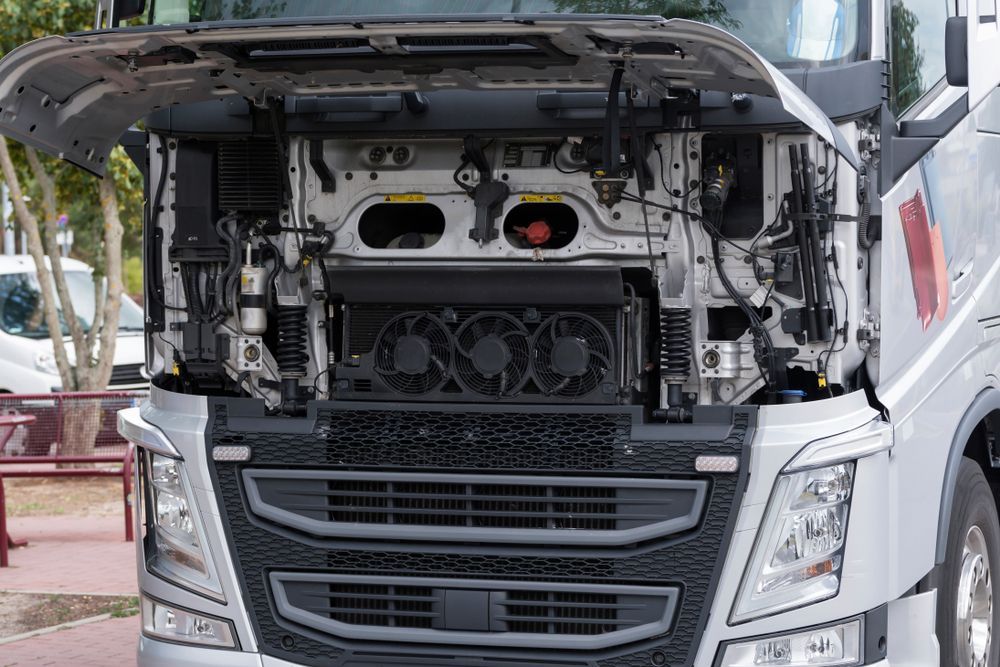 A Semi-Truck with Open Hood — Aust. Advanced Trailer Sales & Service in Berrimah, NT