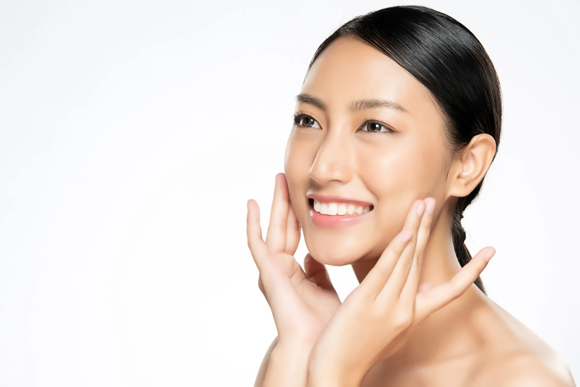 Asian Woman with glowing skin post peel