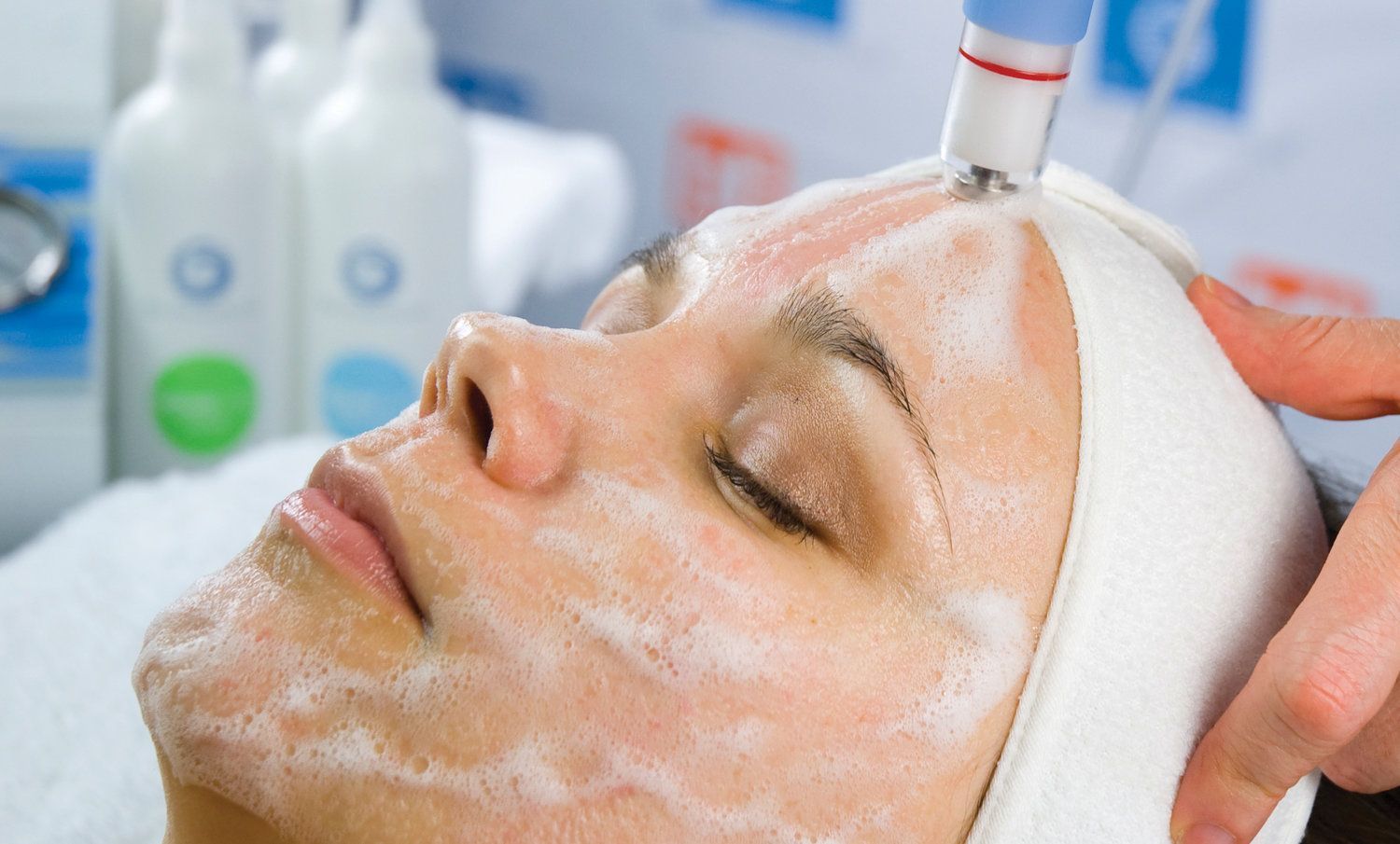 Professional exfoliation facial treatment improving skin texture