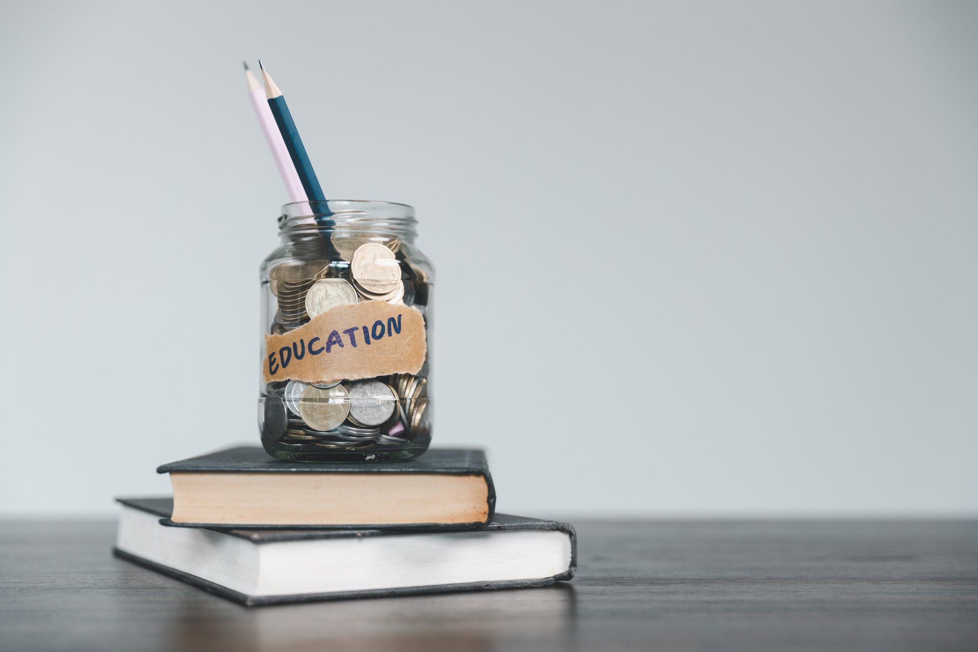 Jar of coins labeled