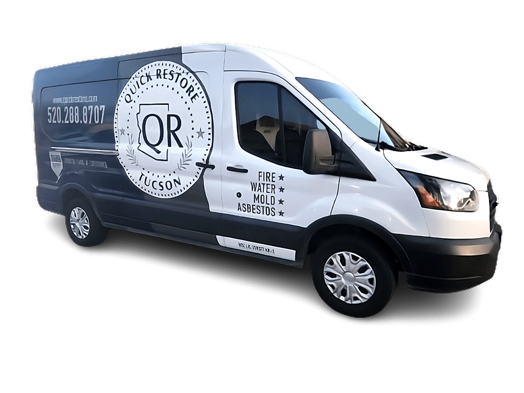 A white van with qr written on the side is on a white background.