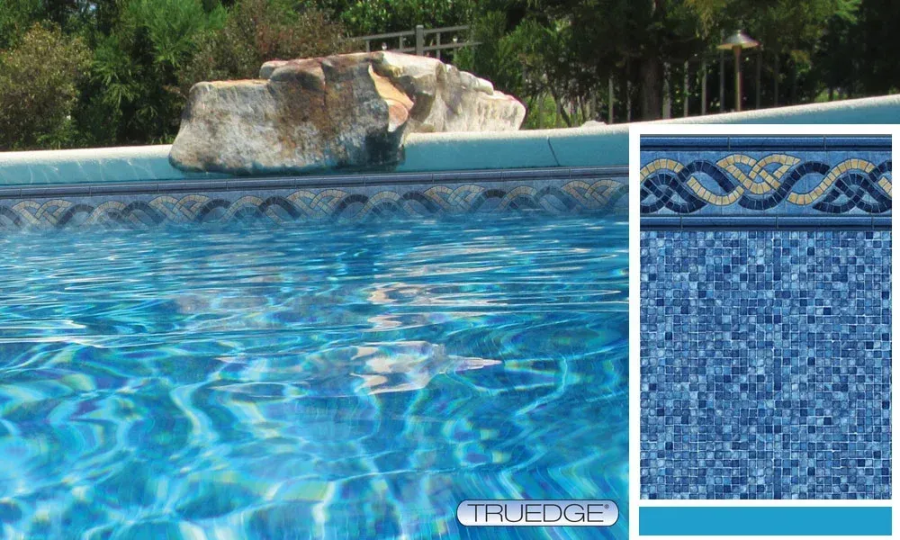 A picture of a swimming pool and a picture of a pool liner.