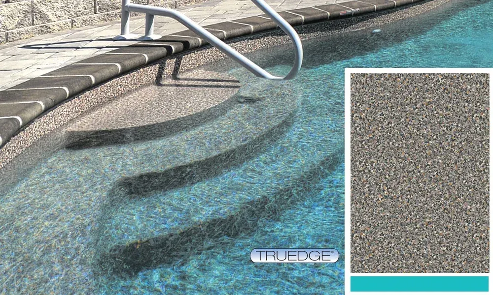 A picture of a swimming pool with stairs and a picture of the stairs.