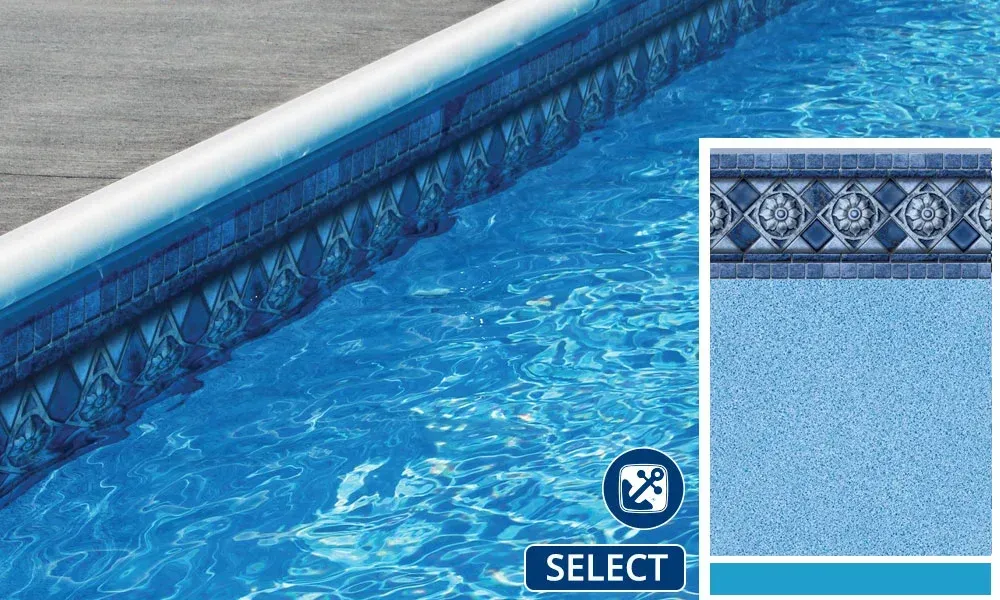 A picture of a swimming pool with a sign that says select