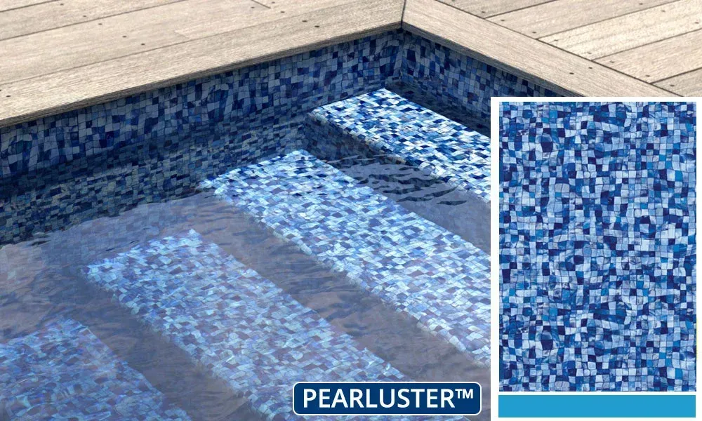 A picture of a swimming pool with a pearlluster tile.