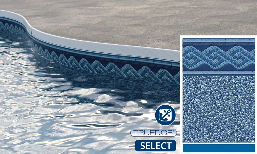 A picture of a swimming pool with a select logo